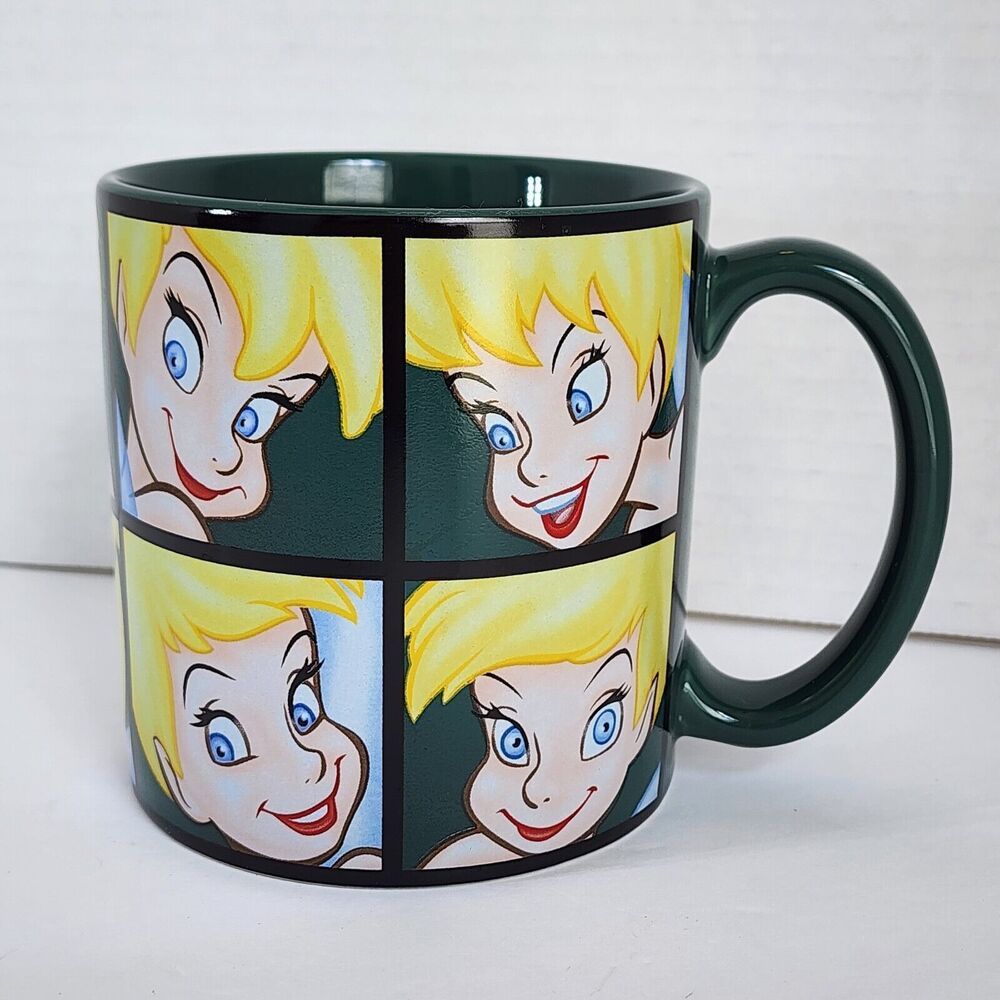 Disney Store Tinkerbell Multiple Faces Large Oversized Coffee Mug, Green